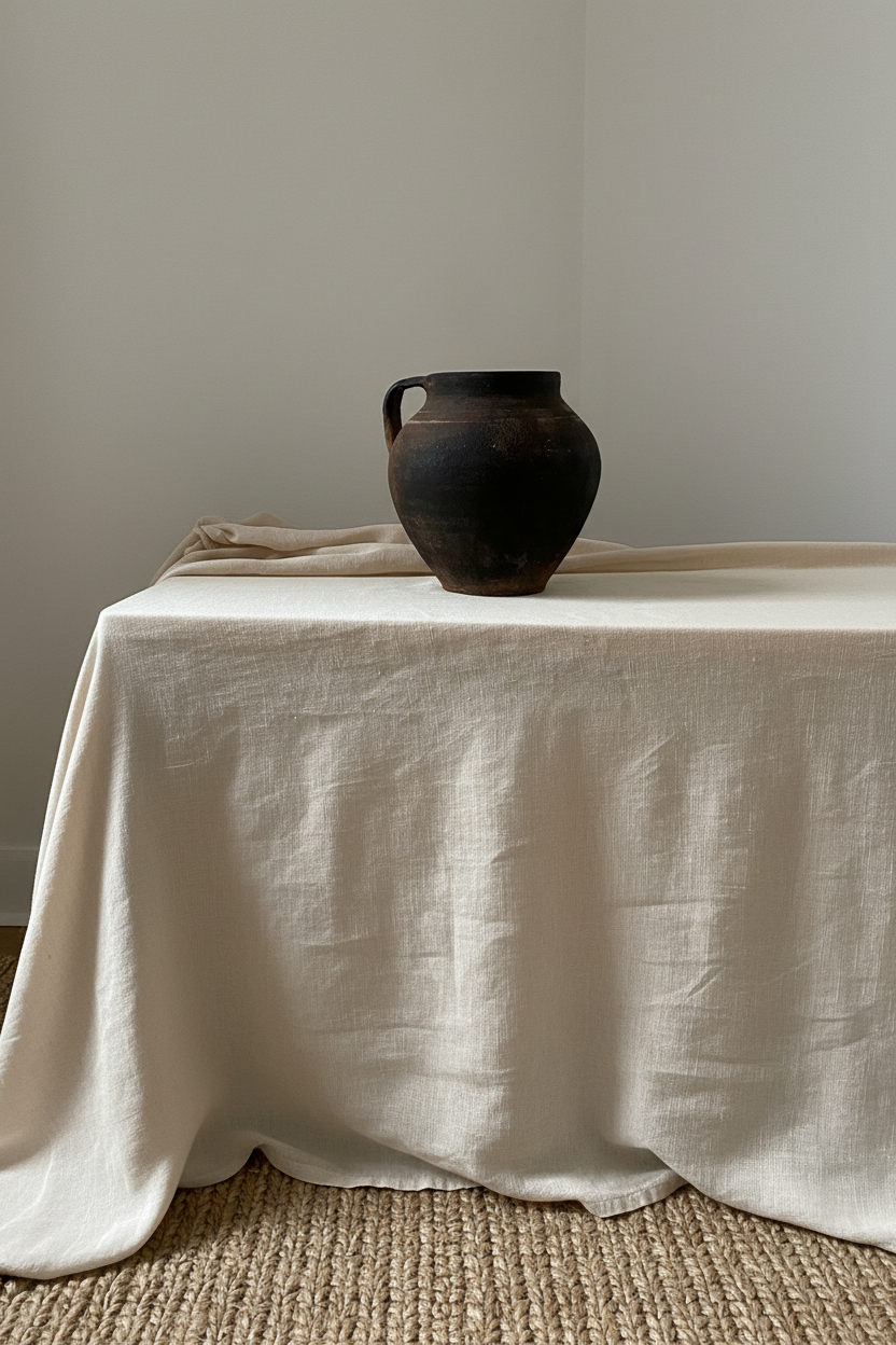 Antique Terracotta Clay pot on a wooden table