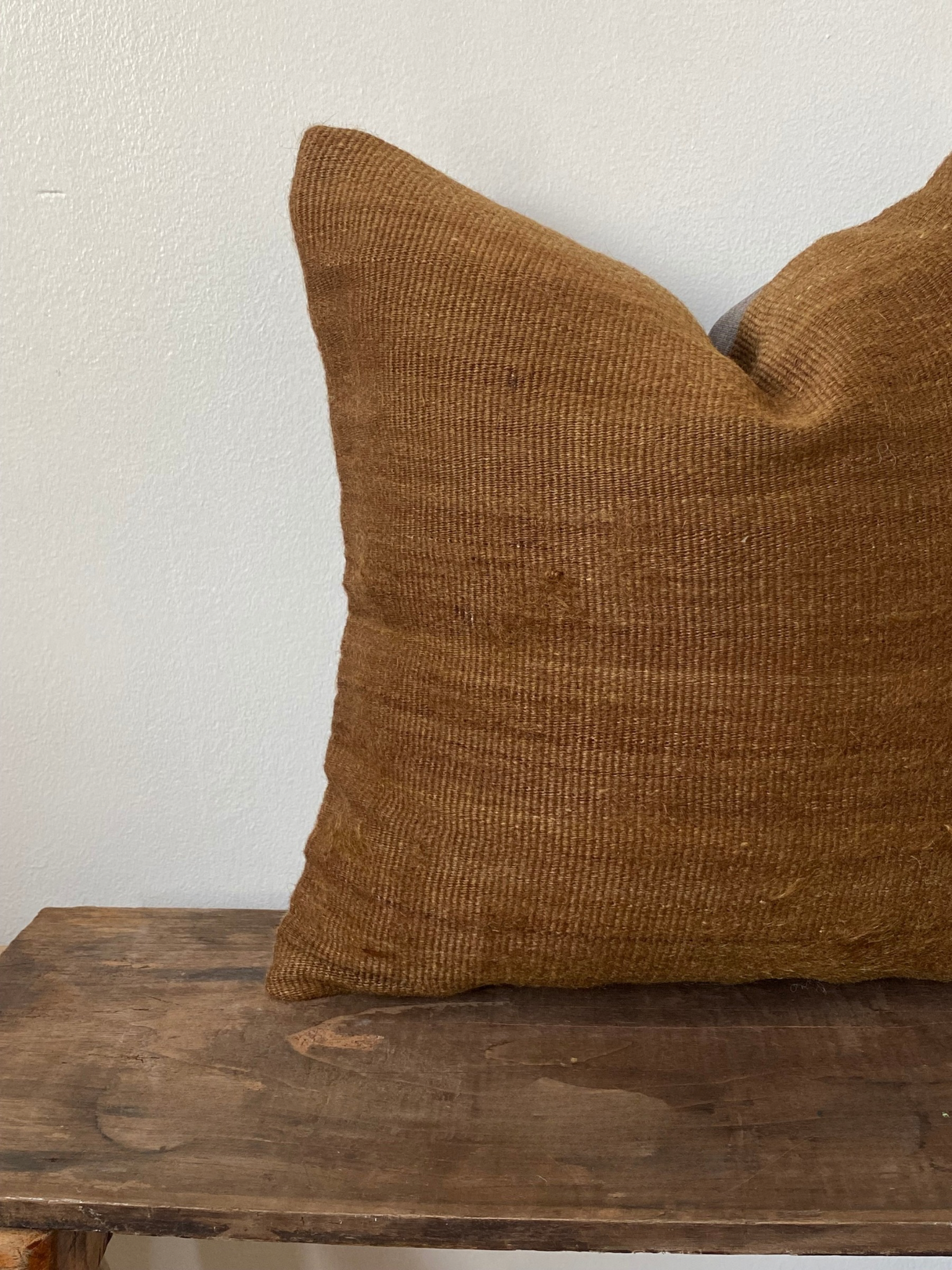 Caramel Cushion Cover - Vintage Turkish Kilim & Goat Hair
