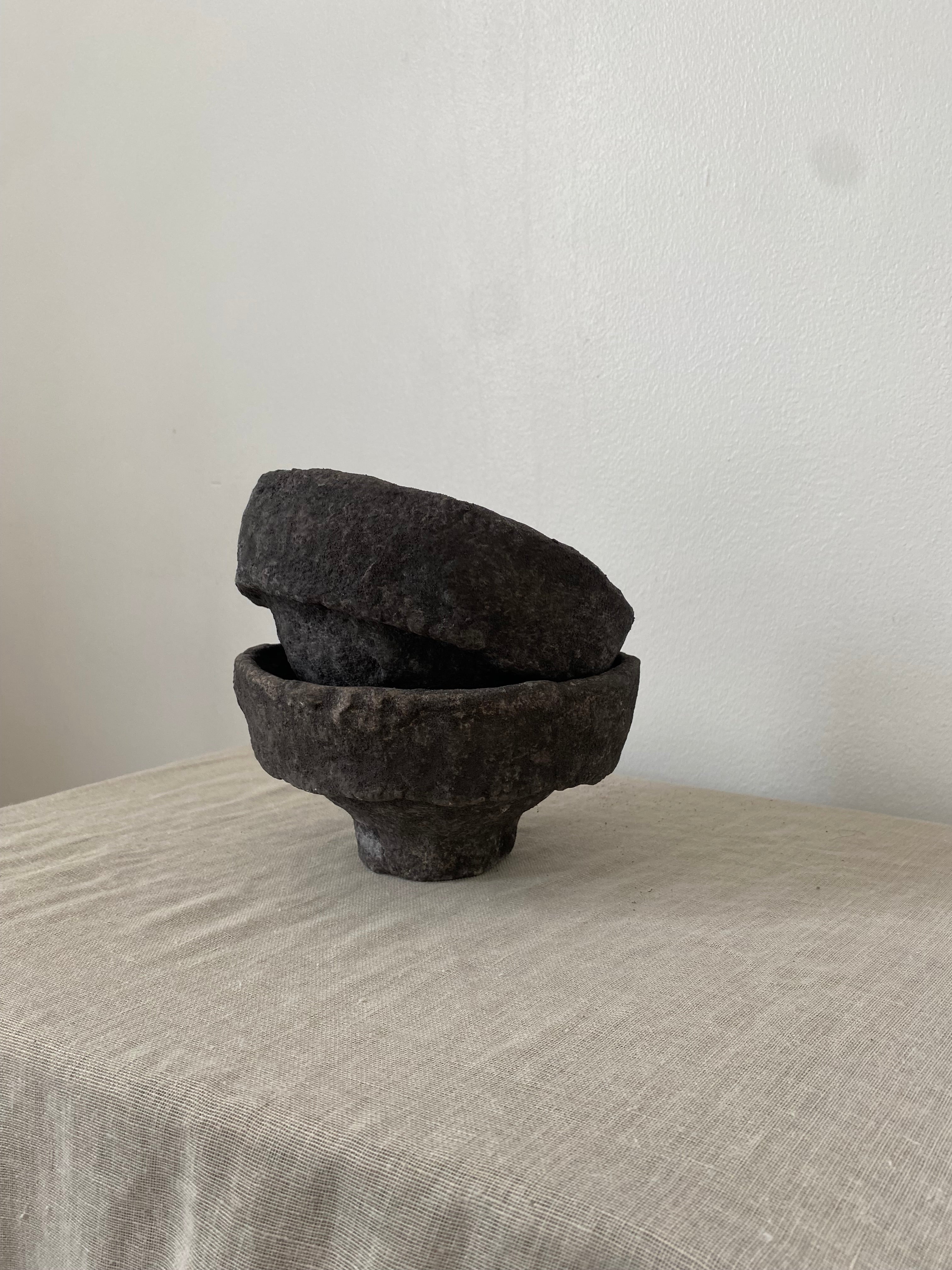 Black Handmade Paper Mache Bowl