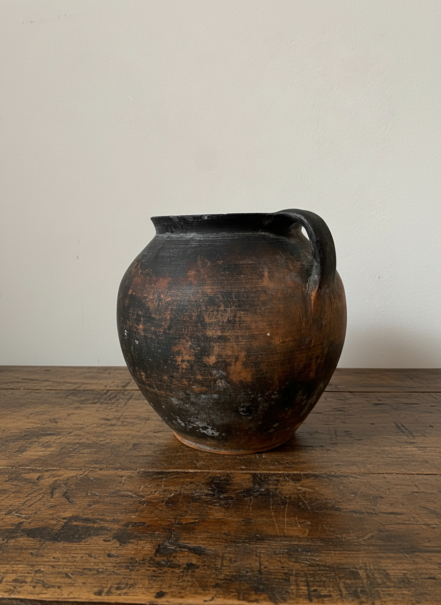The Havrylo Antique Black Clay Pot