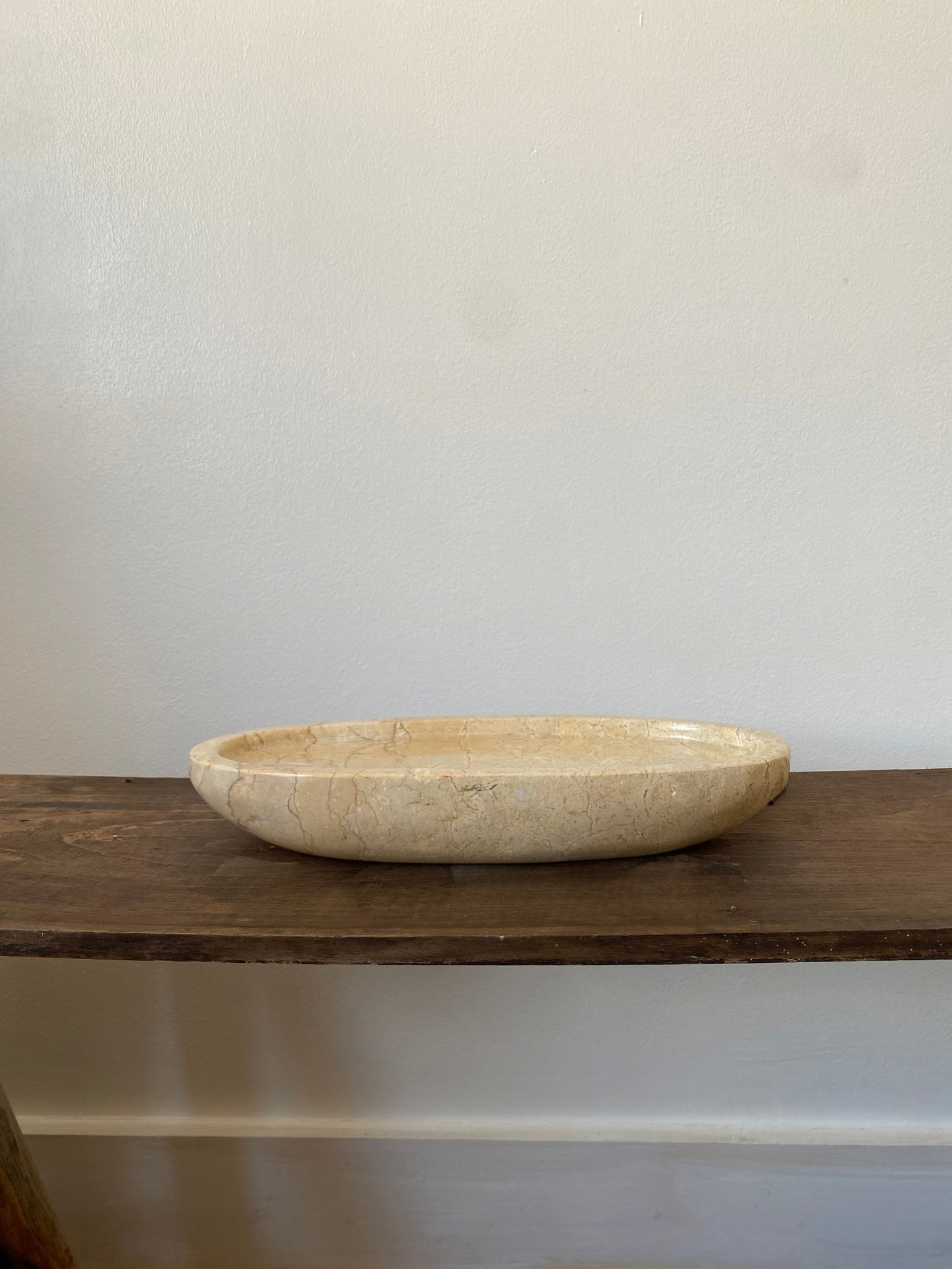 Malida Decor Oval Marble Tray – Beige Stone Decorative Tray