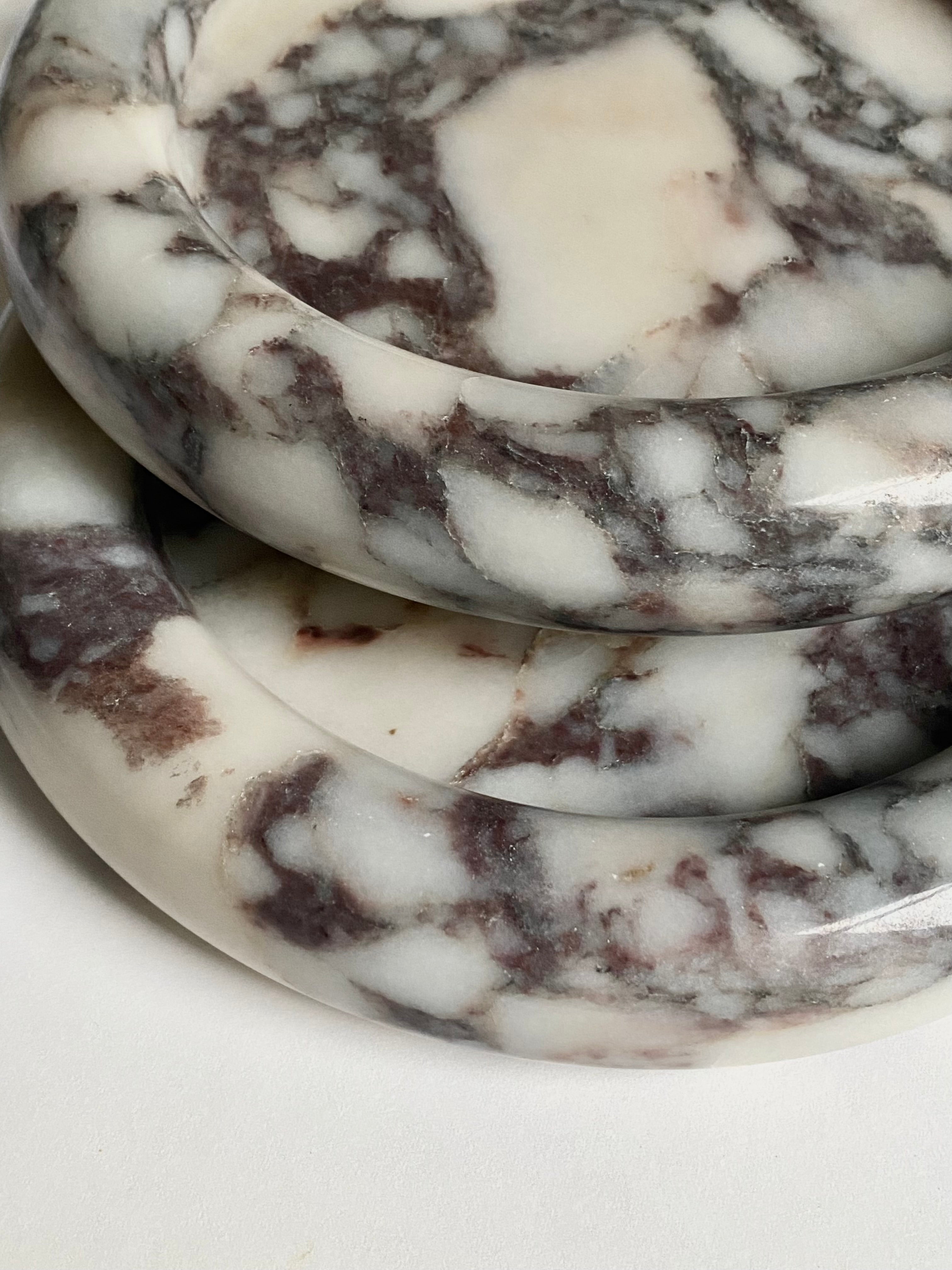 Italian Calacatta Viola Round Marble Tray