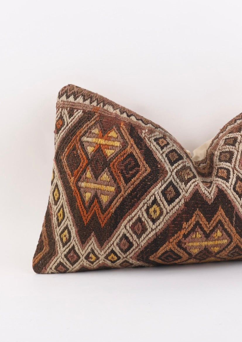 Anatolu Brown Turkish Kilim Pillow Cover