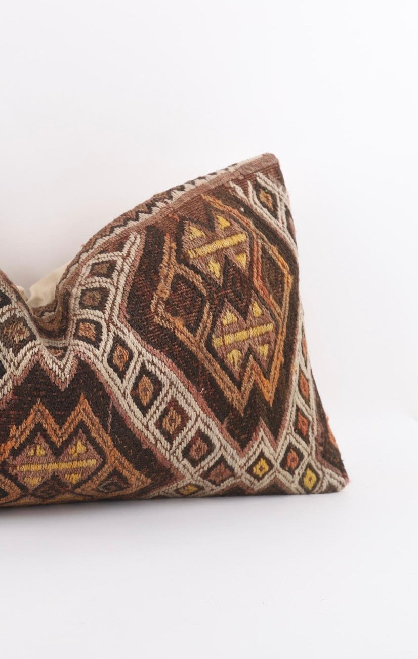 Anatolu Brown Turkish Kilim Pillow Cover