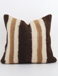 Topak Brown Striped Vintage Turkish Kilim Cover