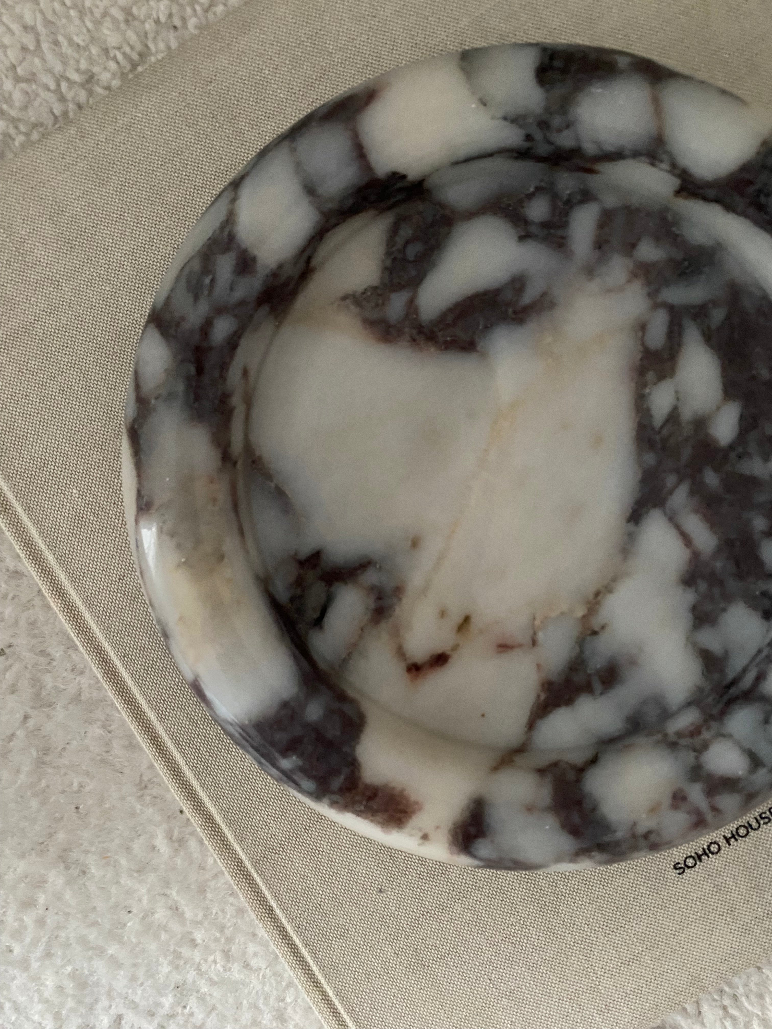 Italian Calacatta Viola Round Marble Tray