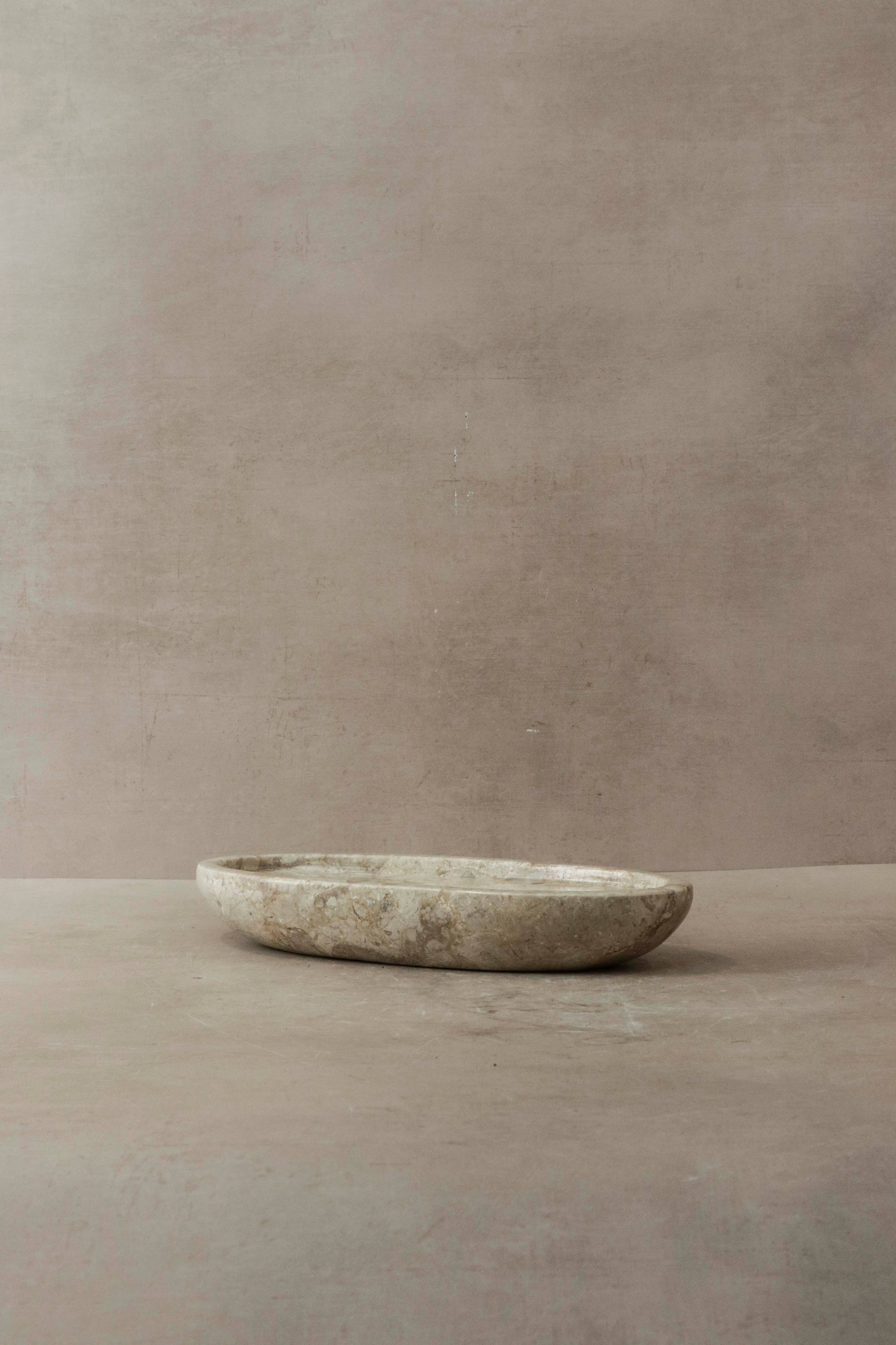 Malida Decor Oval Marble Tray – Beige Stone Decorative Tray