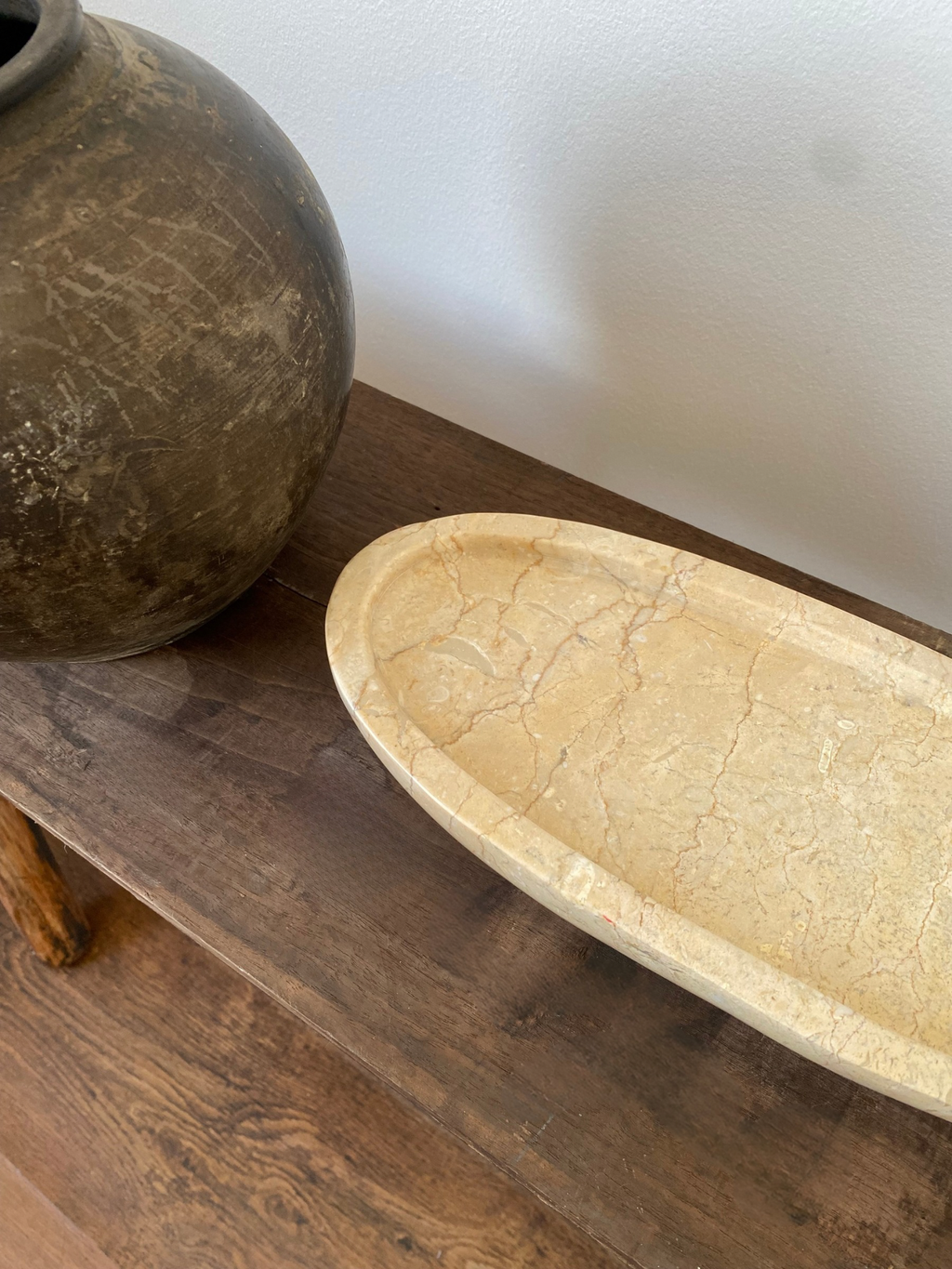 Malida Decor Oval Marble Tray – Beige Stone Decorative Tray