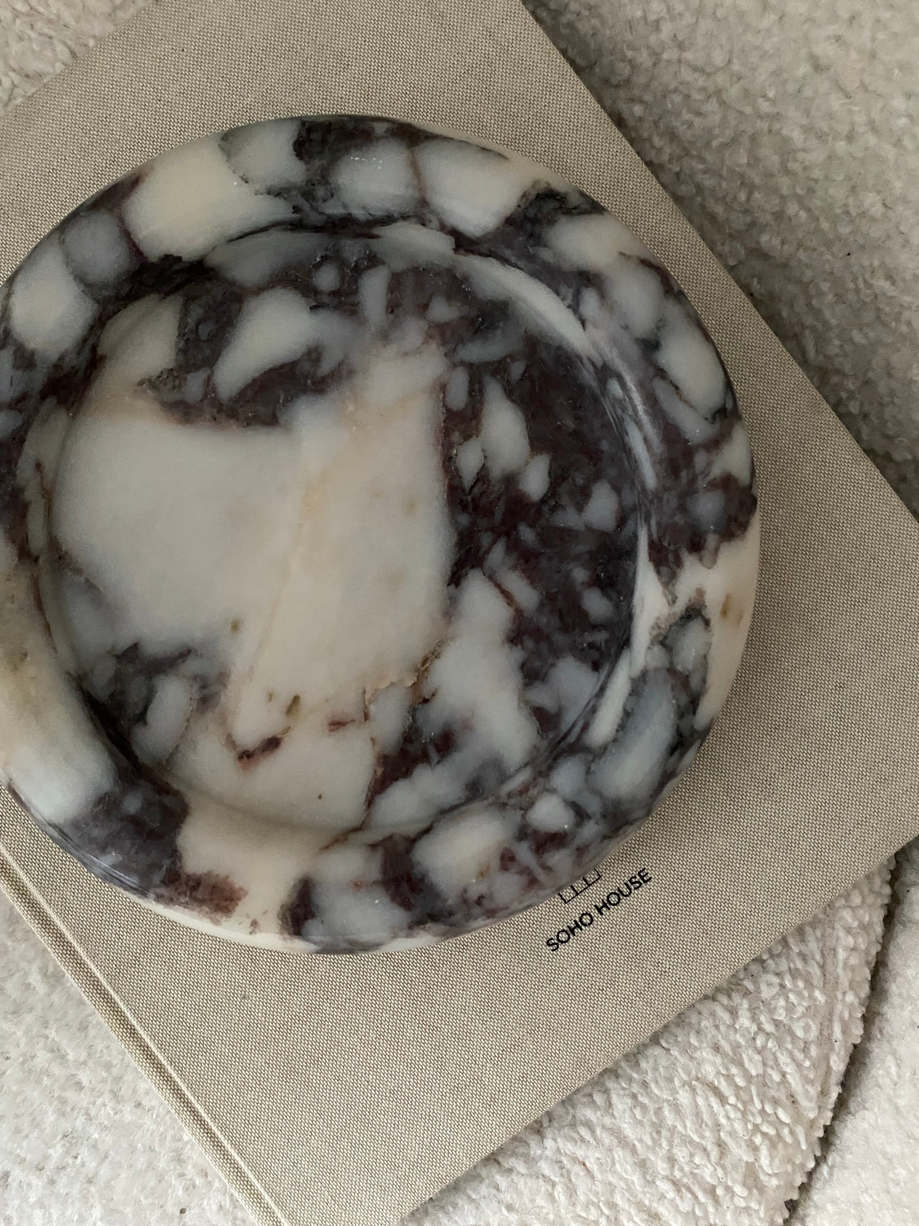 Italian Calacatta Viola Round Marble Tray