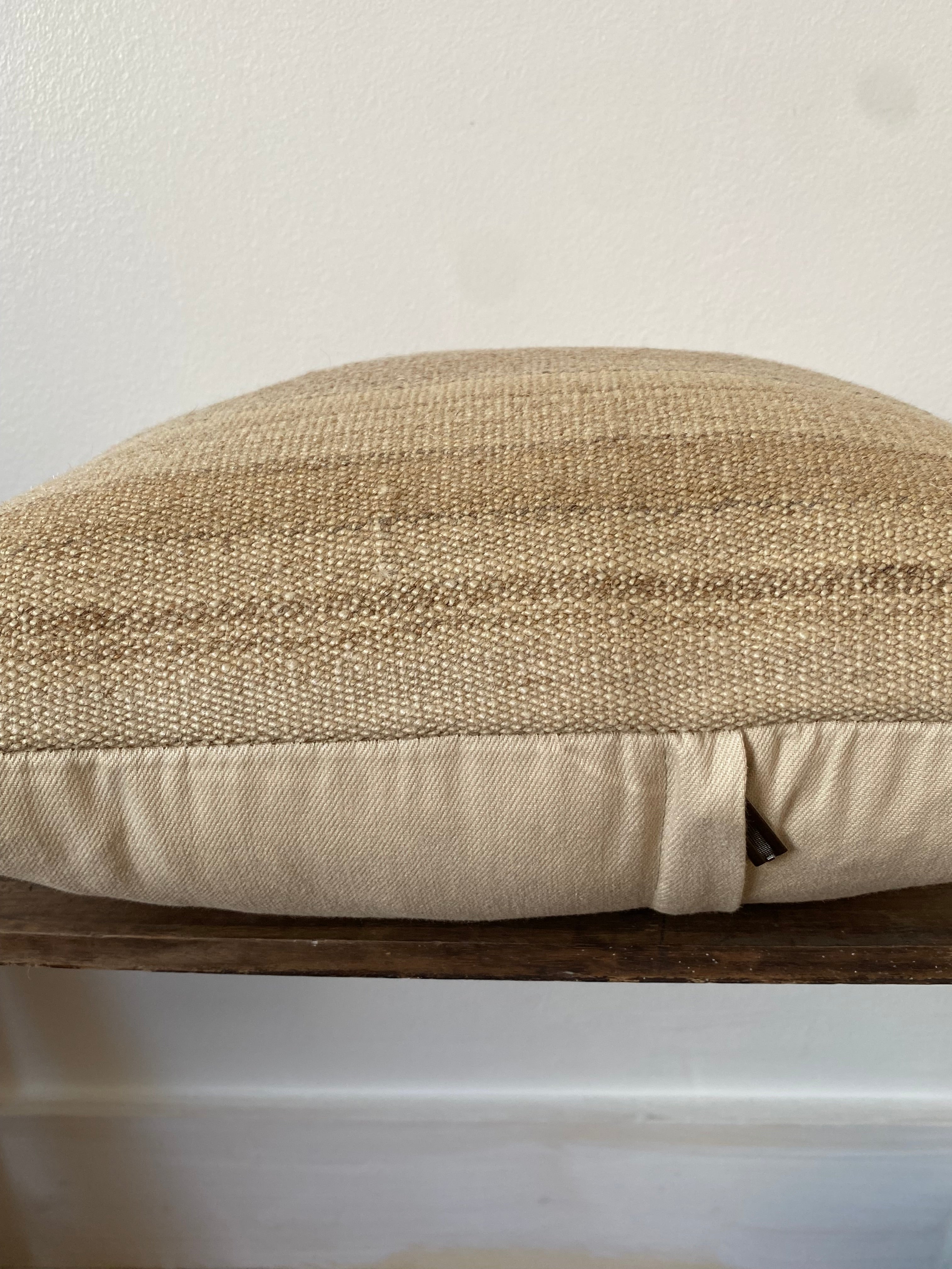 Beige Stripe Anatolian Kilim Pillow Cover