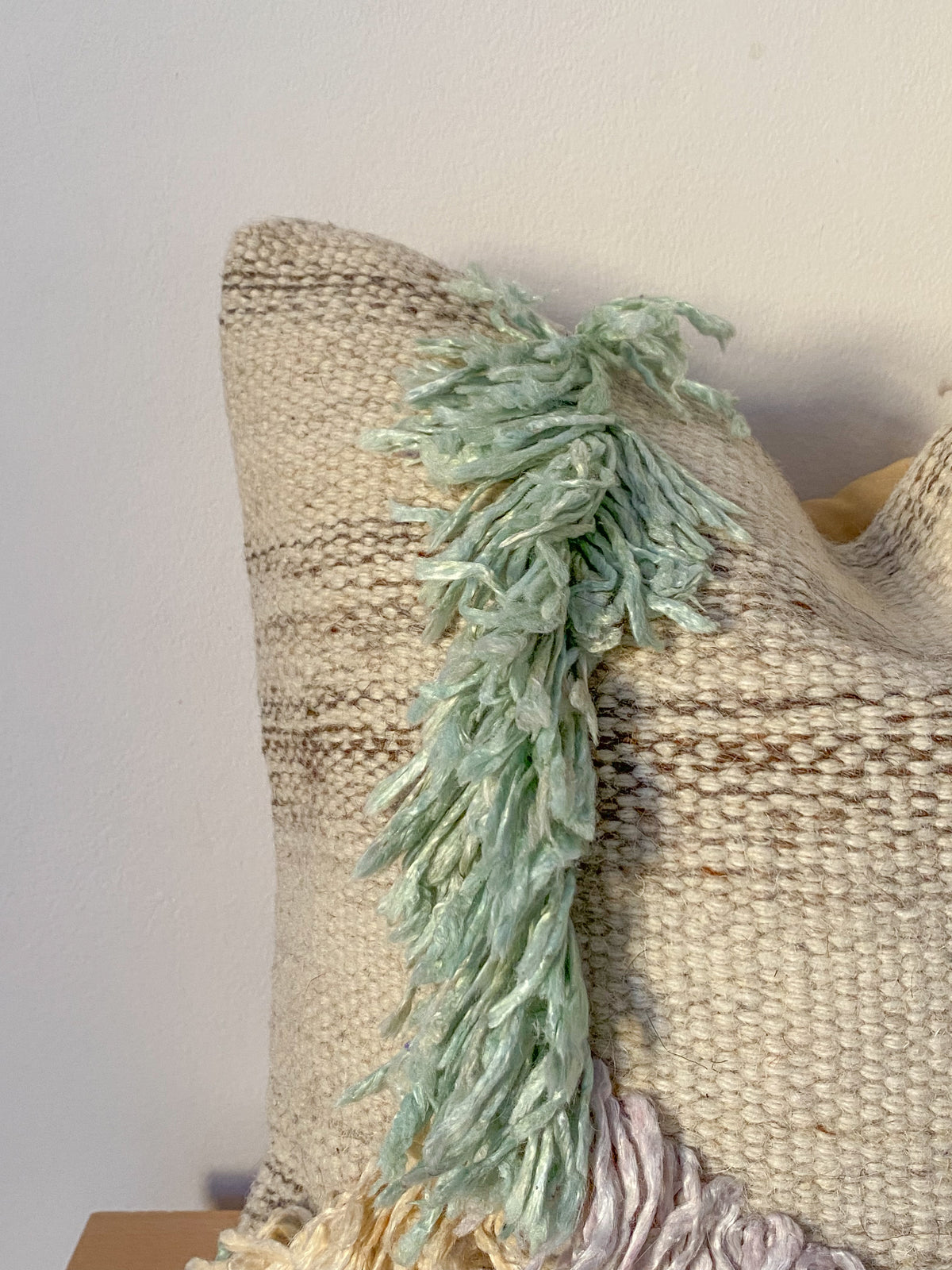 Turkish Kilim Pillow Cover - Pastel Fringe Detail