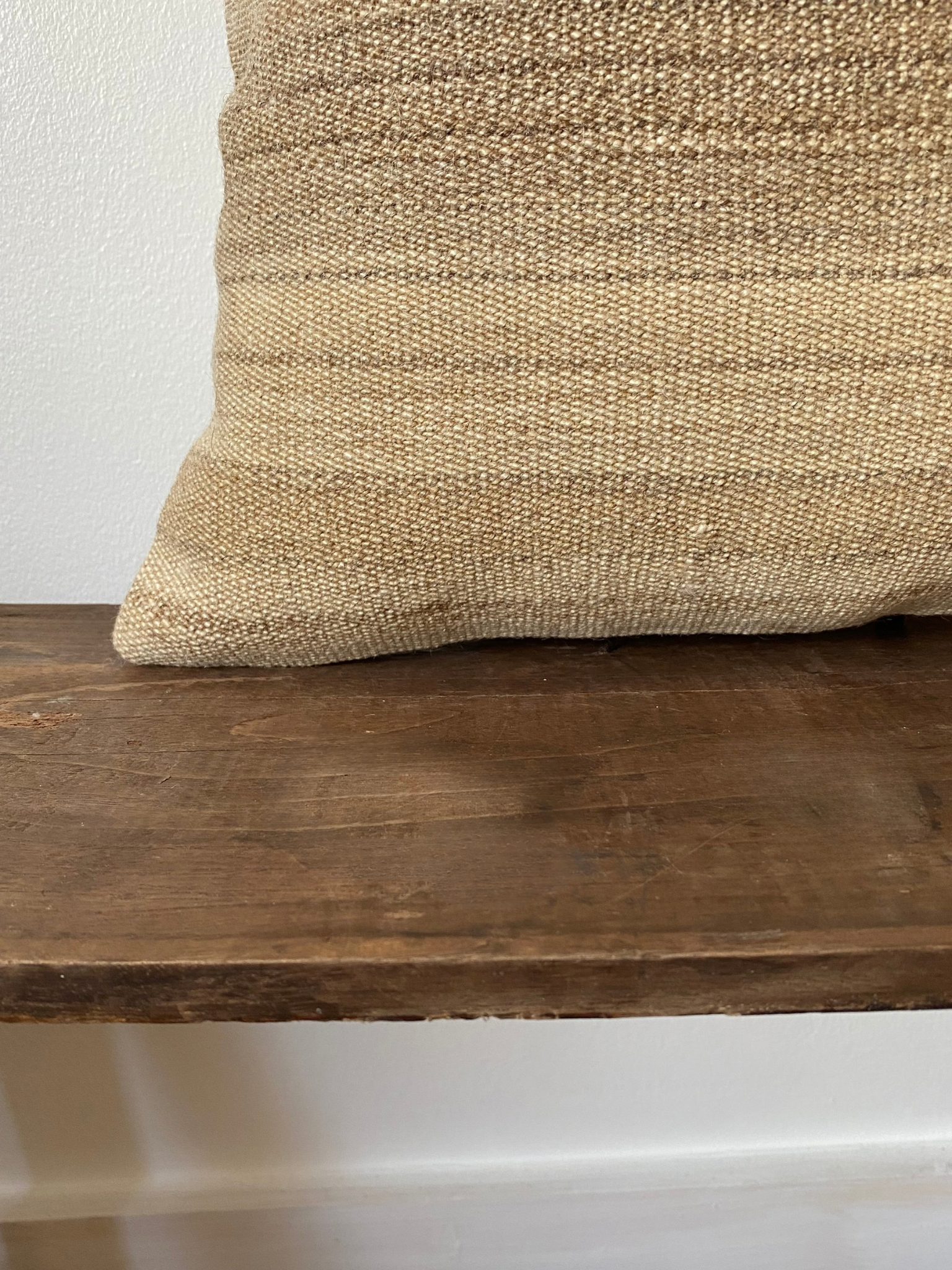 Beige Stripe Anatolian Kilim Pillow Cover