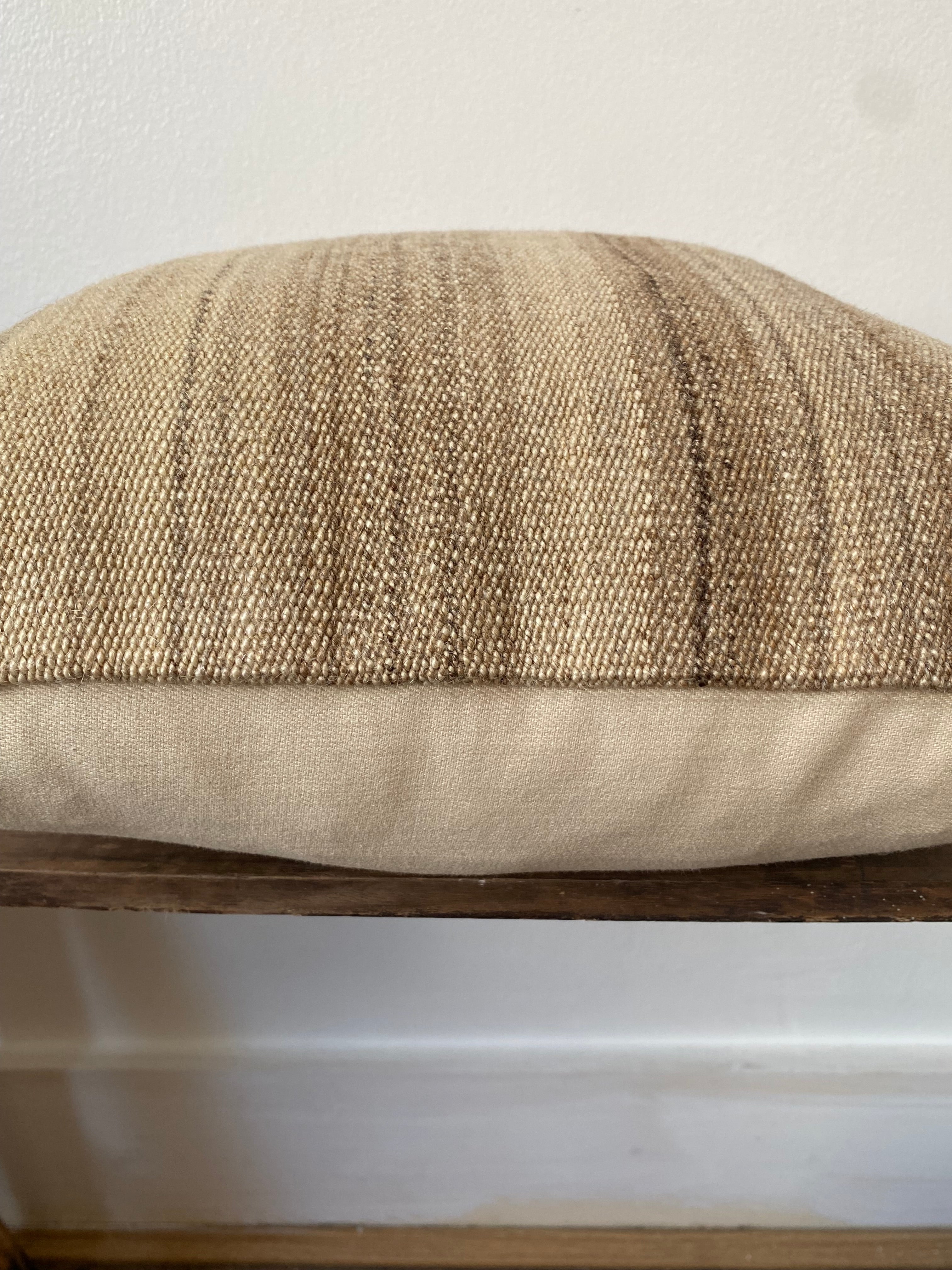 Beige Stripe Anatolian Kilim Pillow Cover