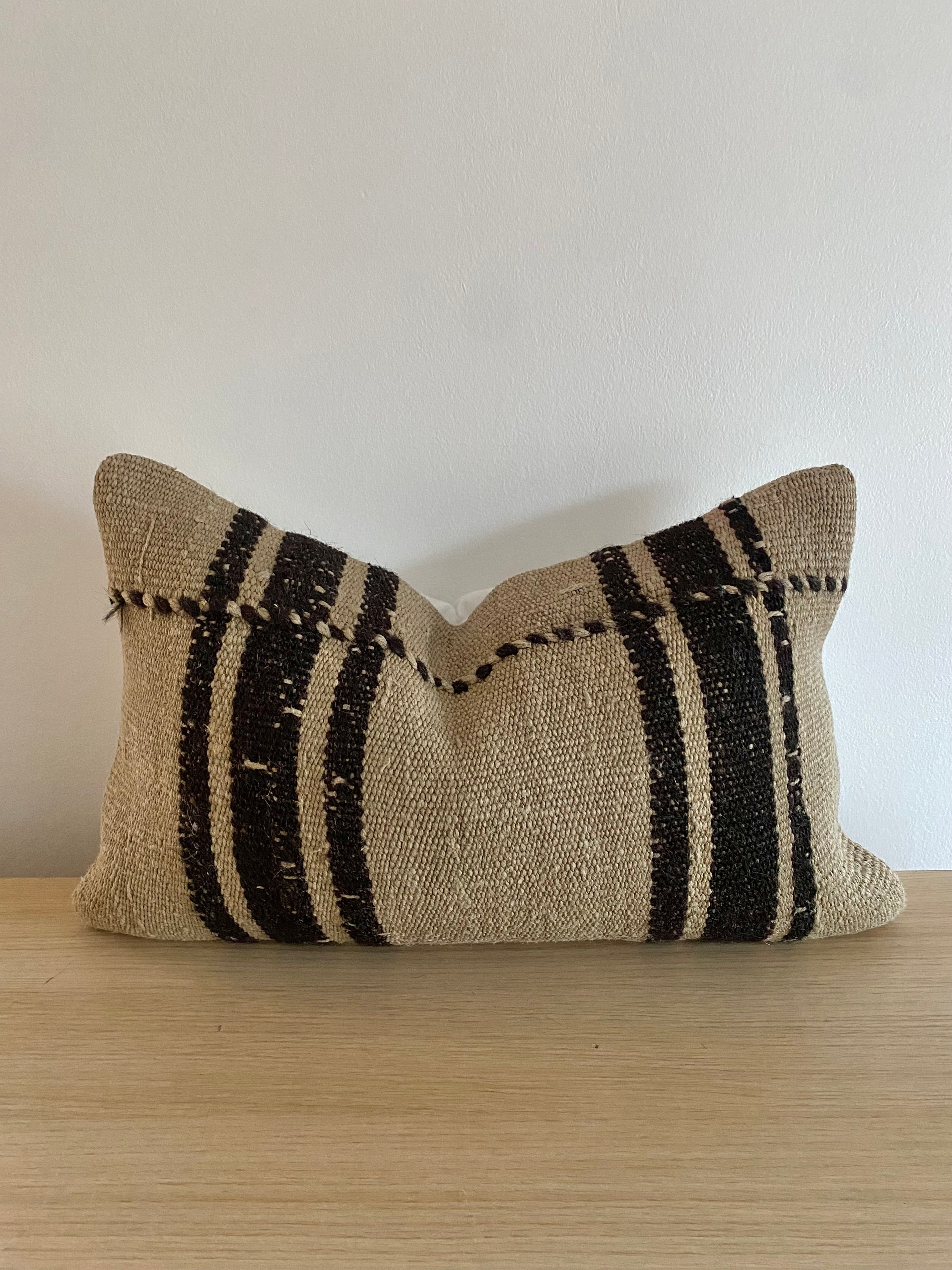 The Elvan Turkish Kilim Striped Pillow Cover