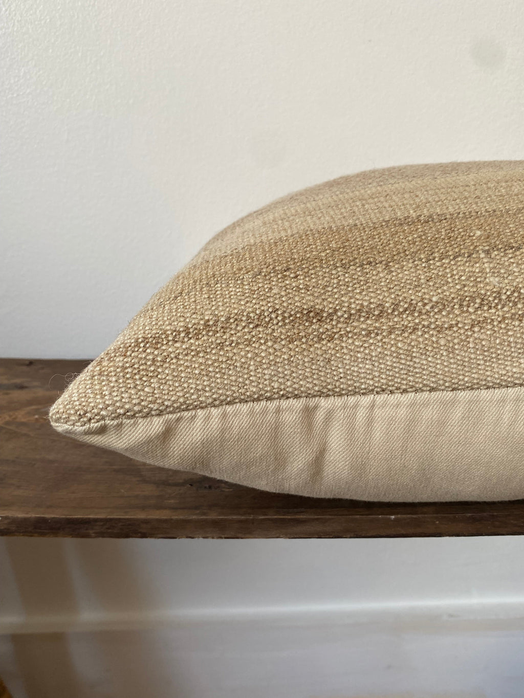 Beige Stripe Anatolian Kilim Pillow Cover
