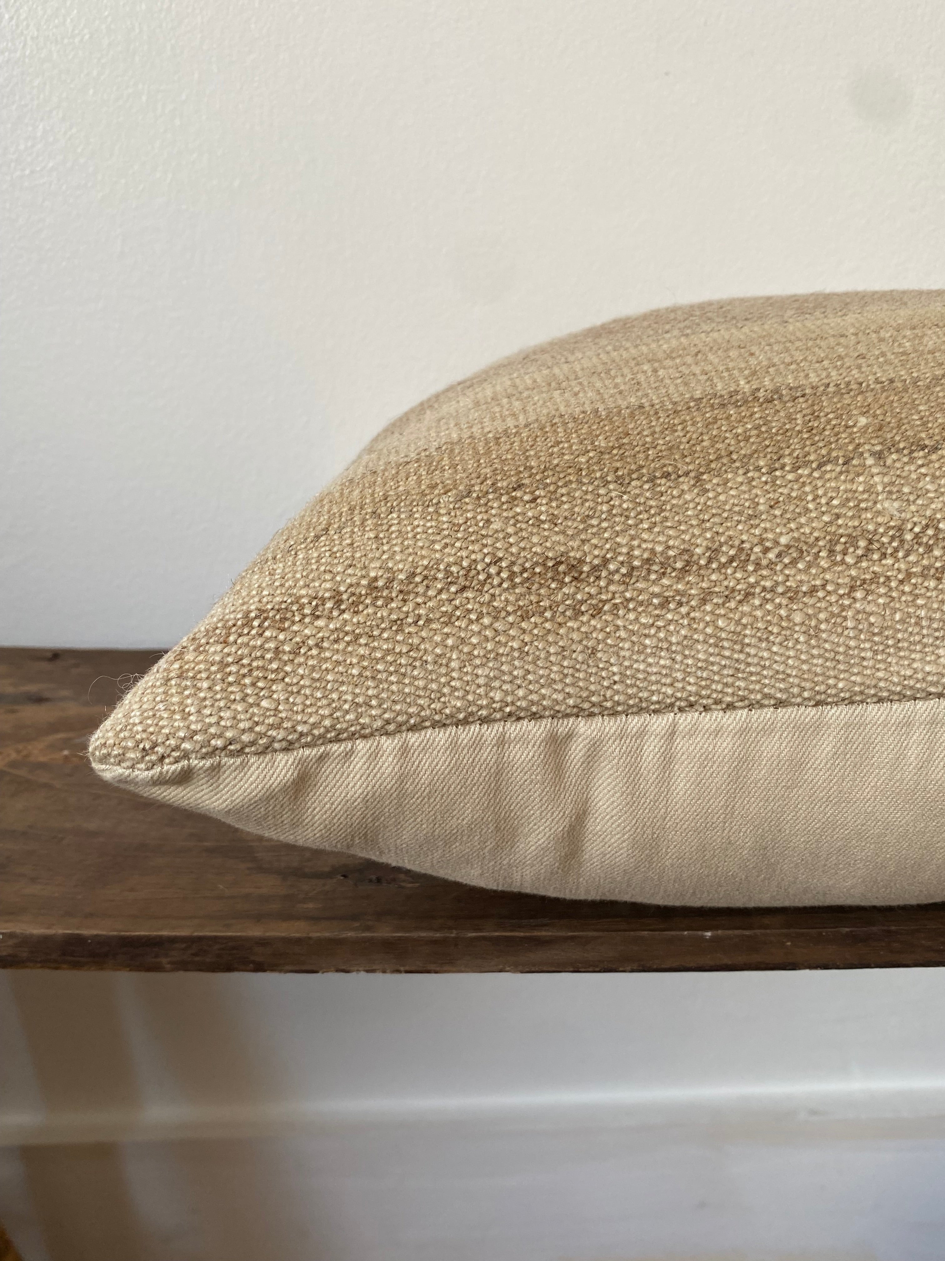Beige Stripe Anatolian Kilim Pillow Cover