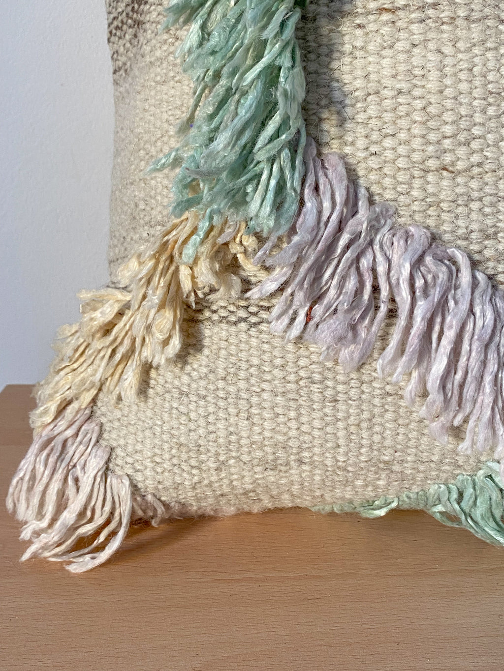 Turkish Kilim Pillow Cover - Pastel Fringe Detail