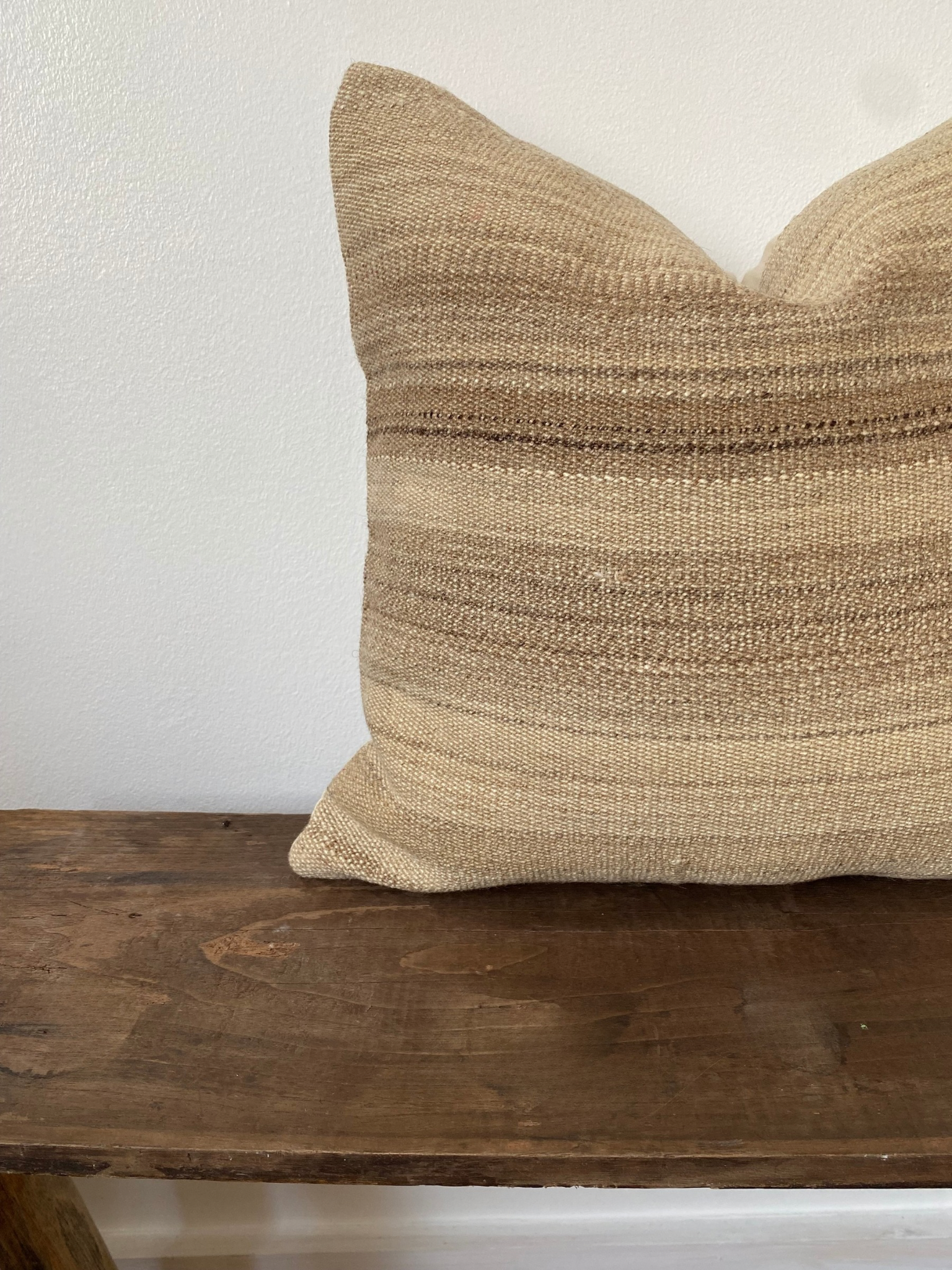 Beige Stripe Anatolian Kilim Pillow Cover