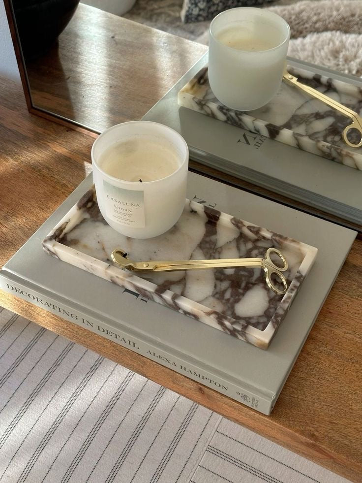 The Calacatta Viola Rectangular Marble Tray
