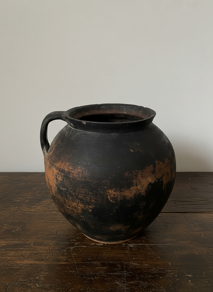 The Havrylo Antique Black Clay Pot