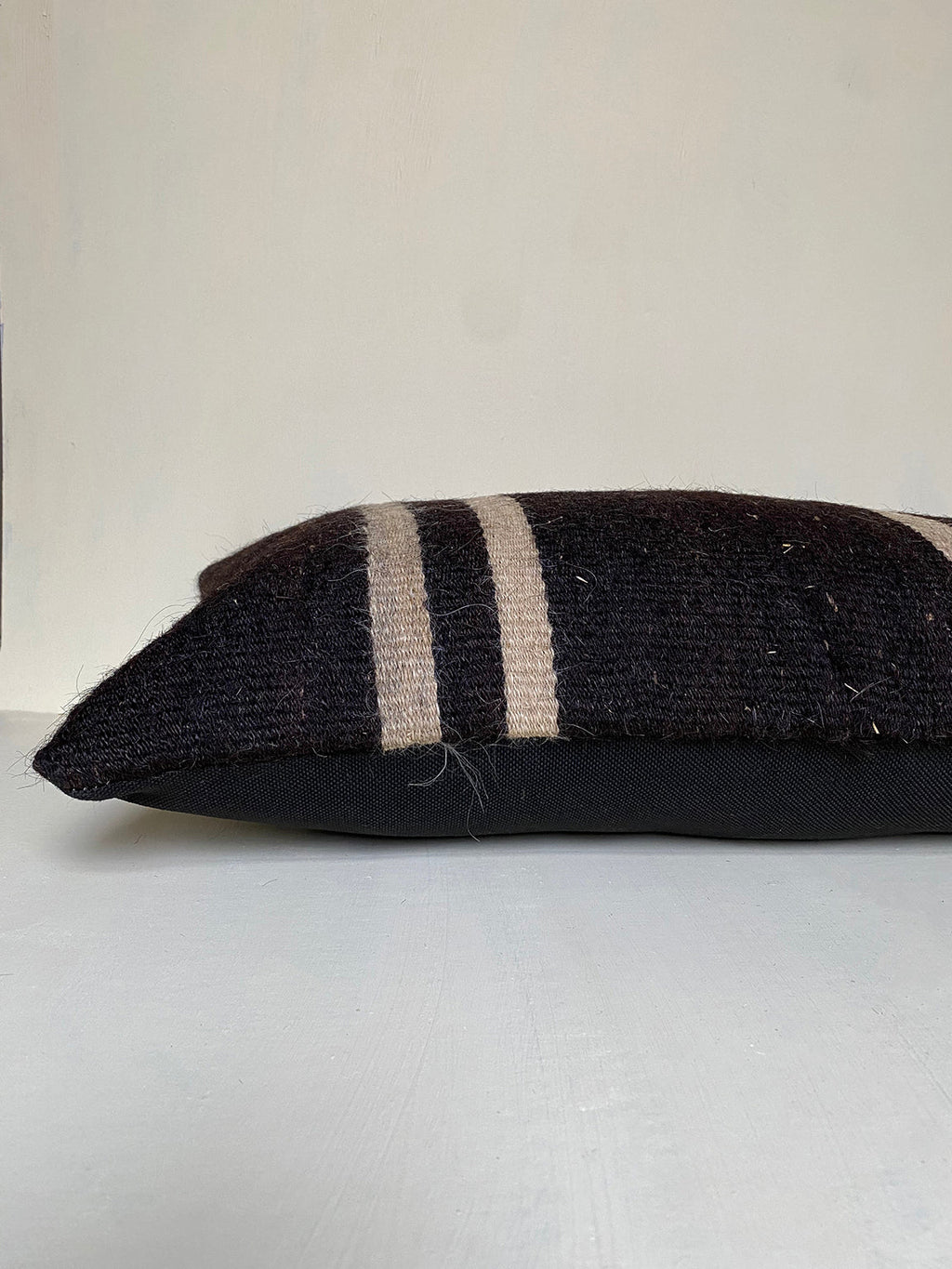 Brown Turkish Kilim Pillow Cover with beige stripes