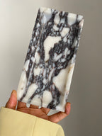 Calcatta Viola Marble Tray-rectangular held by a person against a white background