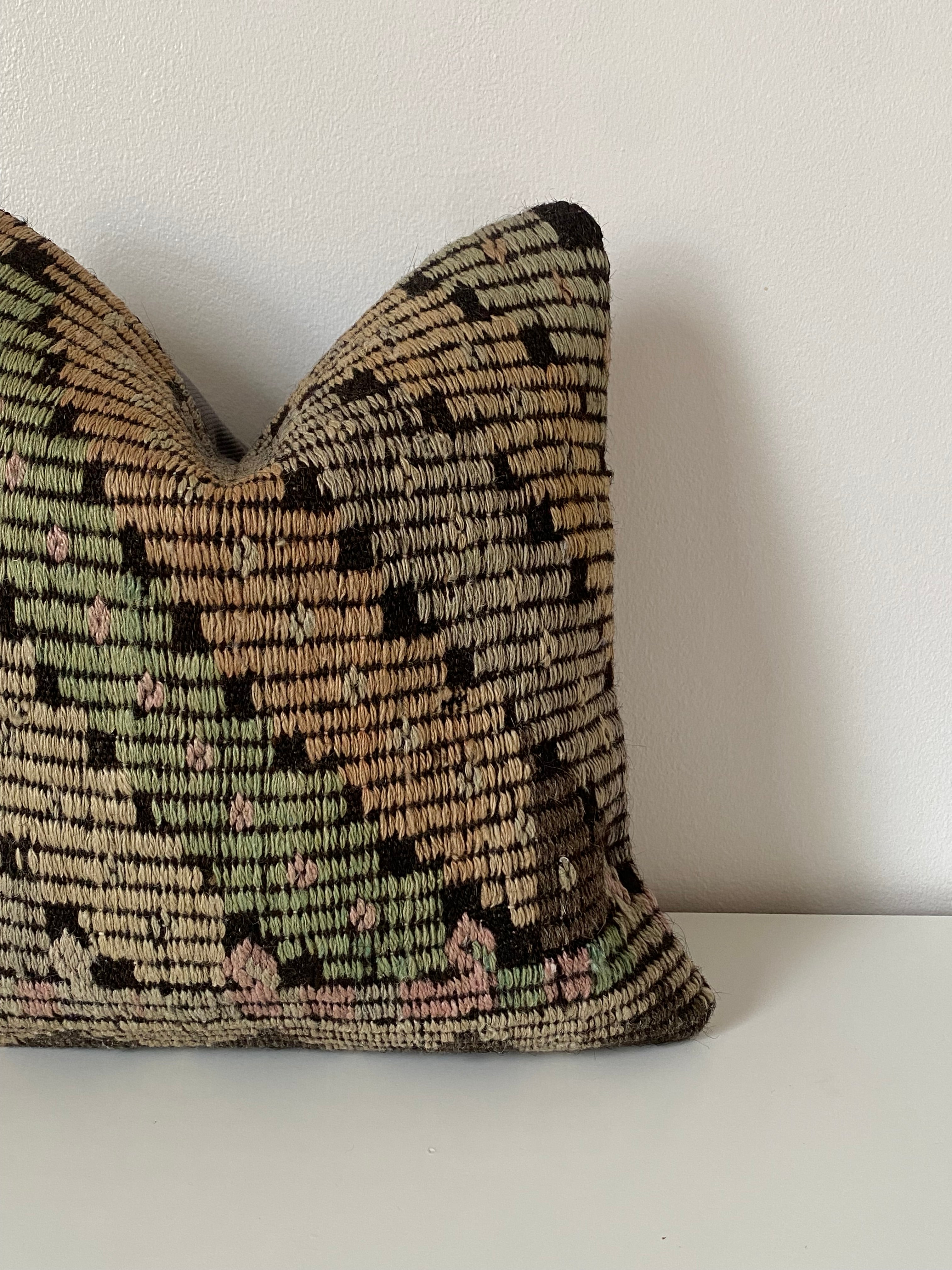 Textured Turkish pillow cover with geometric pattern on a white background