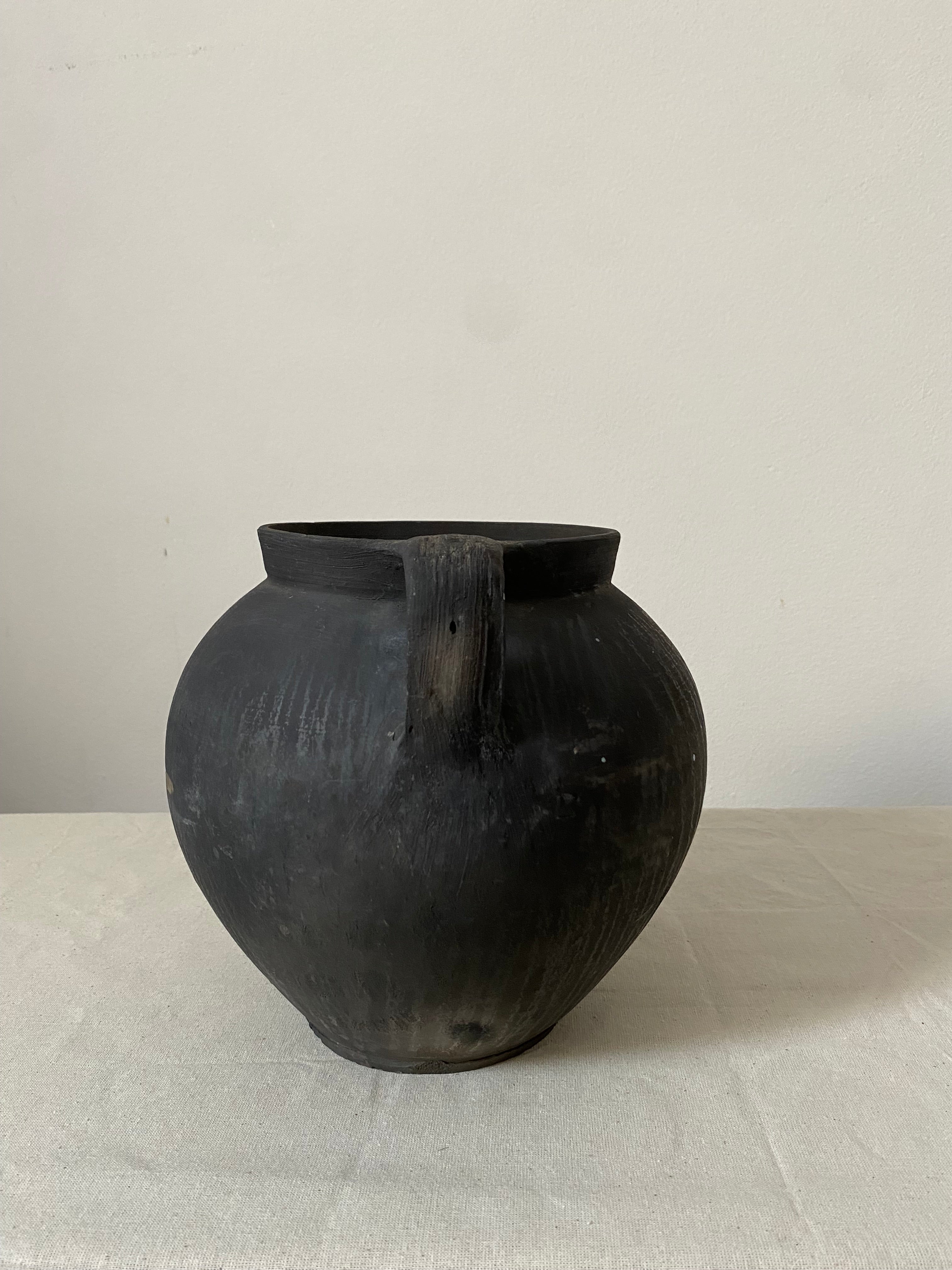 Black Antique Clay pot white background