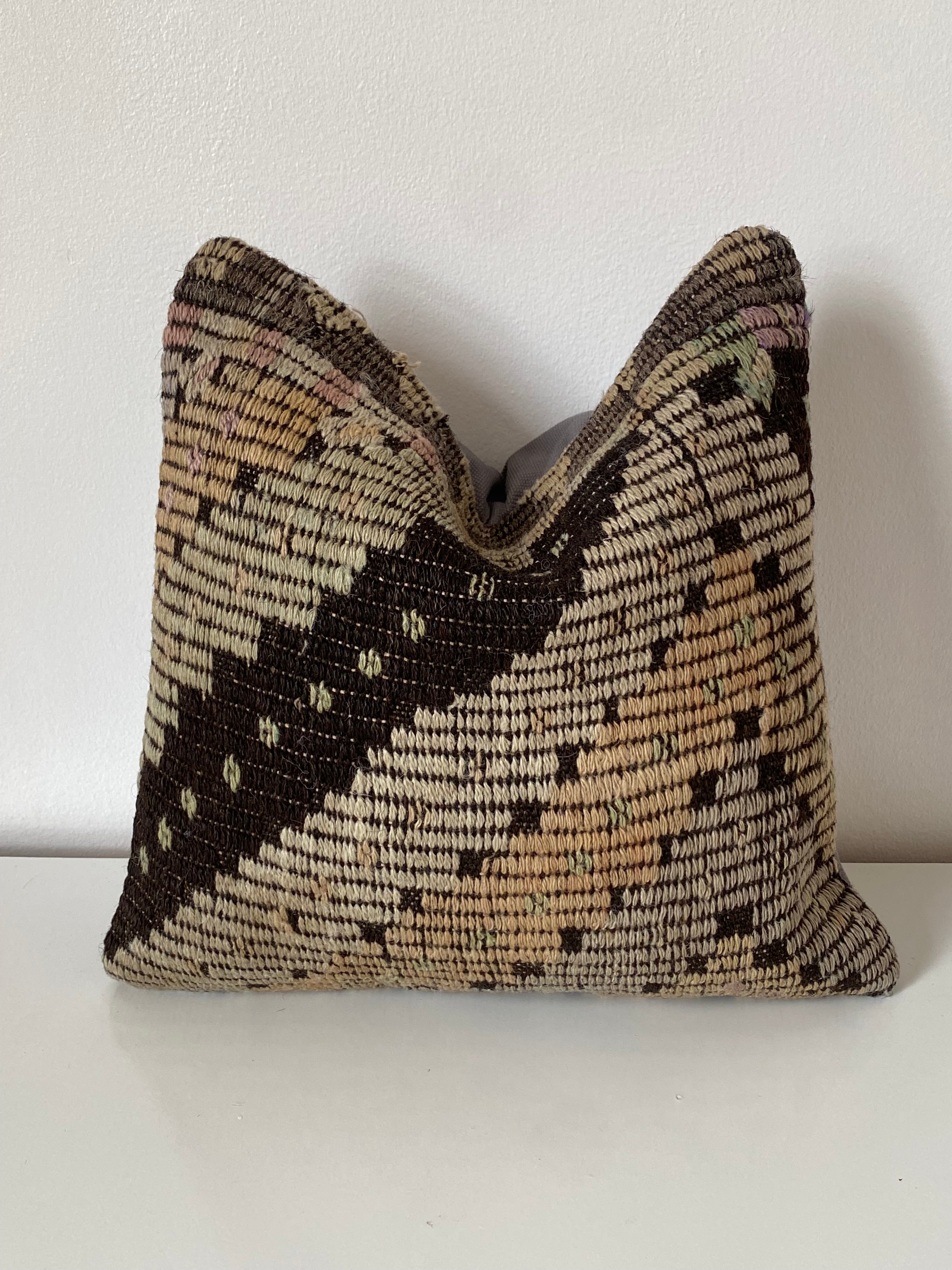 Turkish Kilim Woven with geometric pattern on a white background