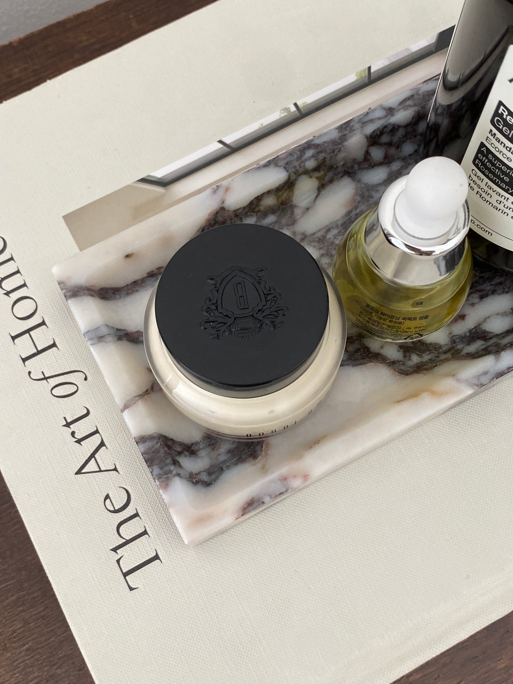 Rectangular Marble Tray on a book 