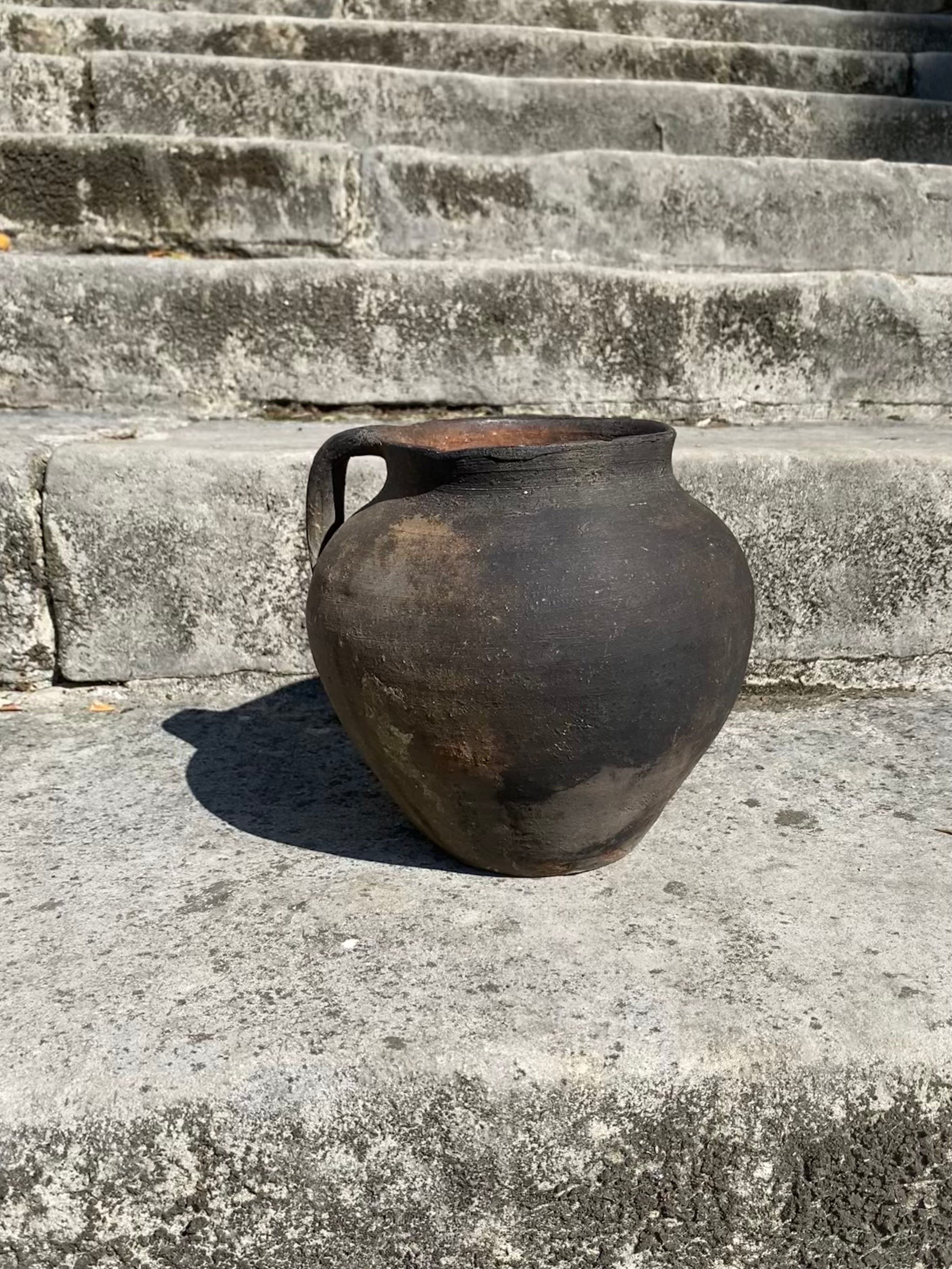 Black and Brown Rustic Terracotta Clay Pot