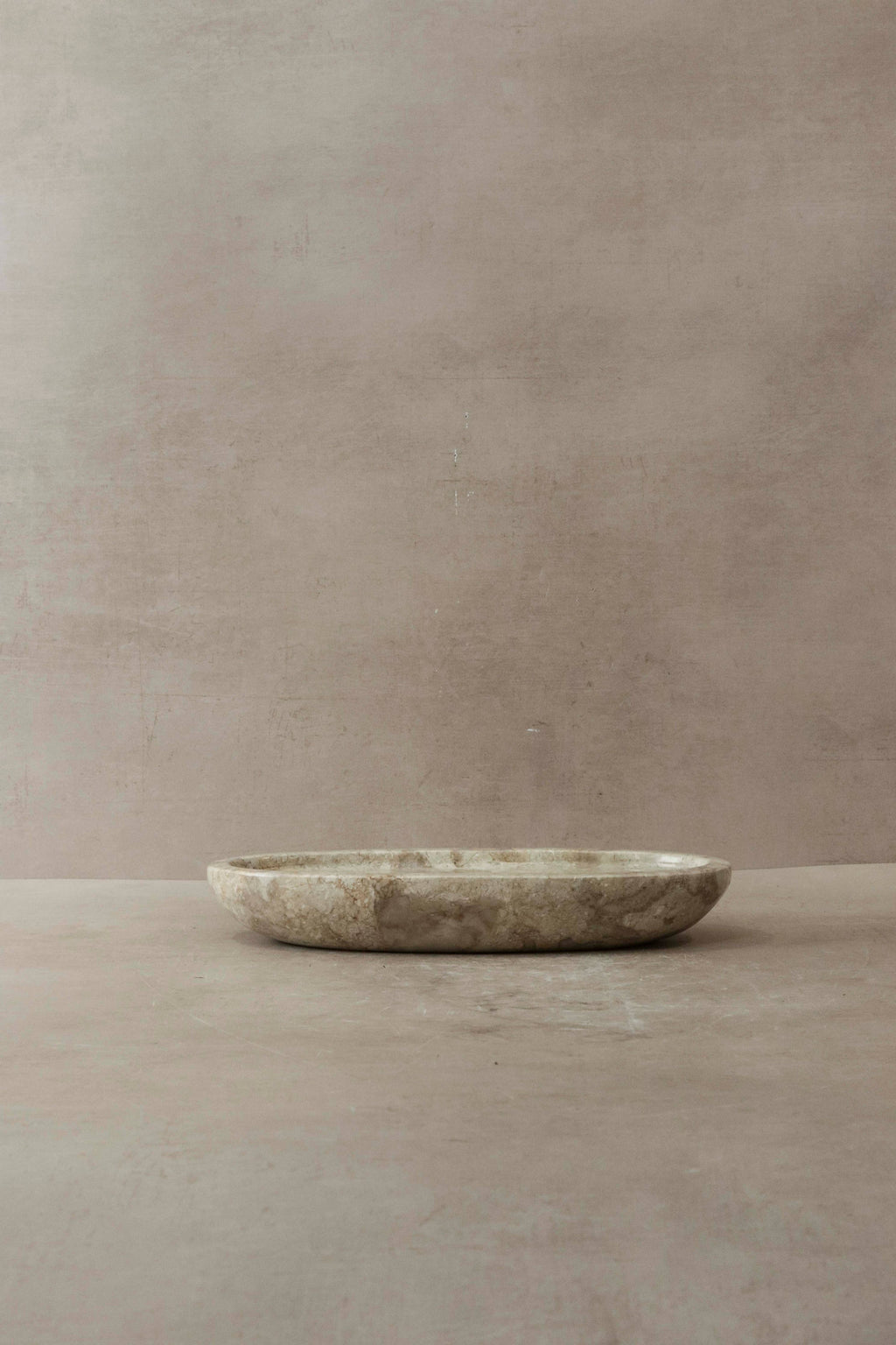 Malida Decor Oval Marble Tray – Beige Stone Decorative Tray