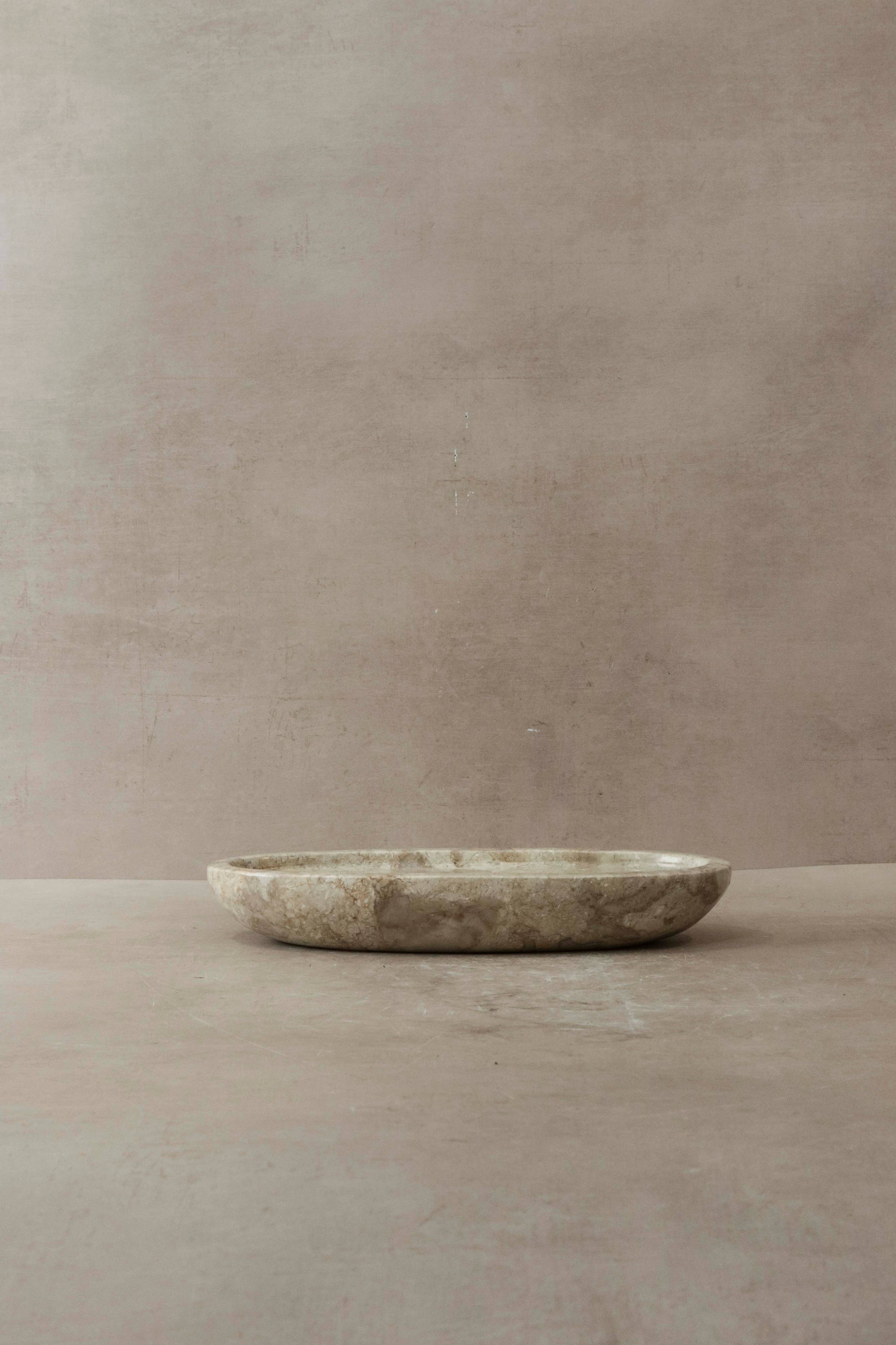 Malida Decor Oval Marble Tray – Beige Stone Decorative Tray