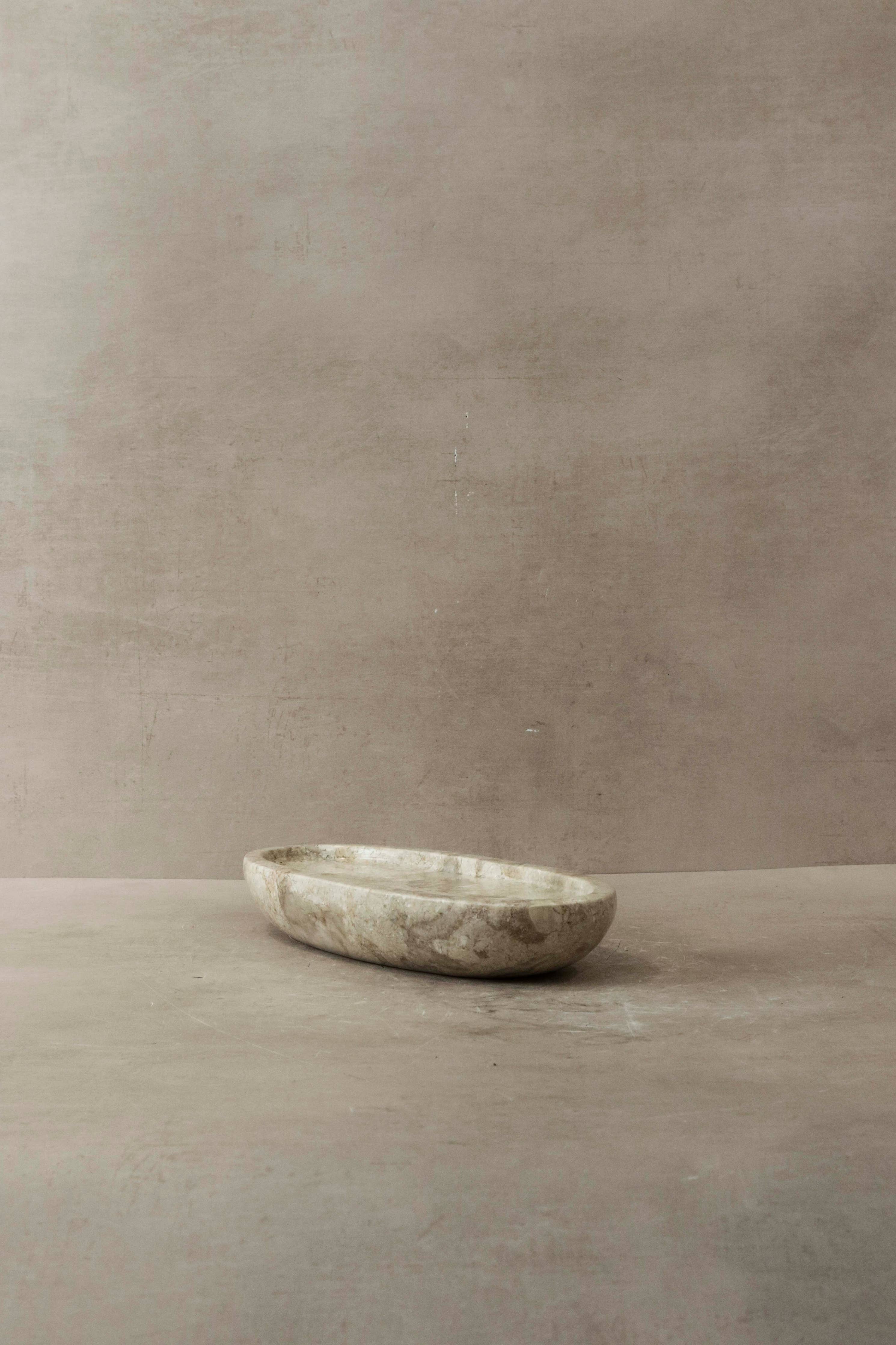 Malida Decor Oval Marble Tray – Beige Stone Decorative Tray