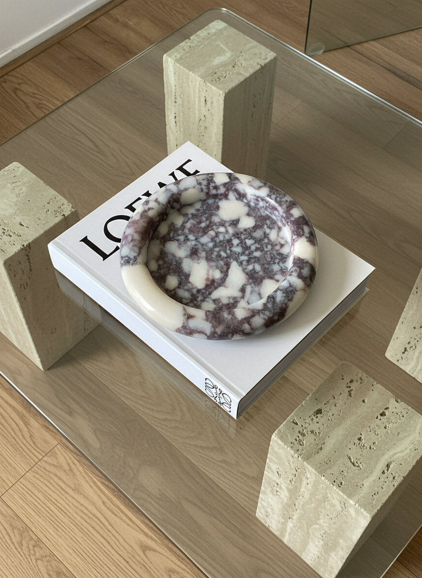 Marble tray with Loewe at top